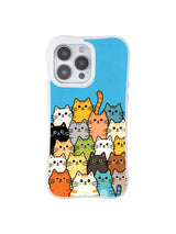 PhoneCasing iPhone 16 pro max MagSafe case with a cheerful group of happy cats, designed to spark joy every time you use your phone.