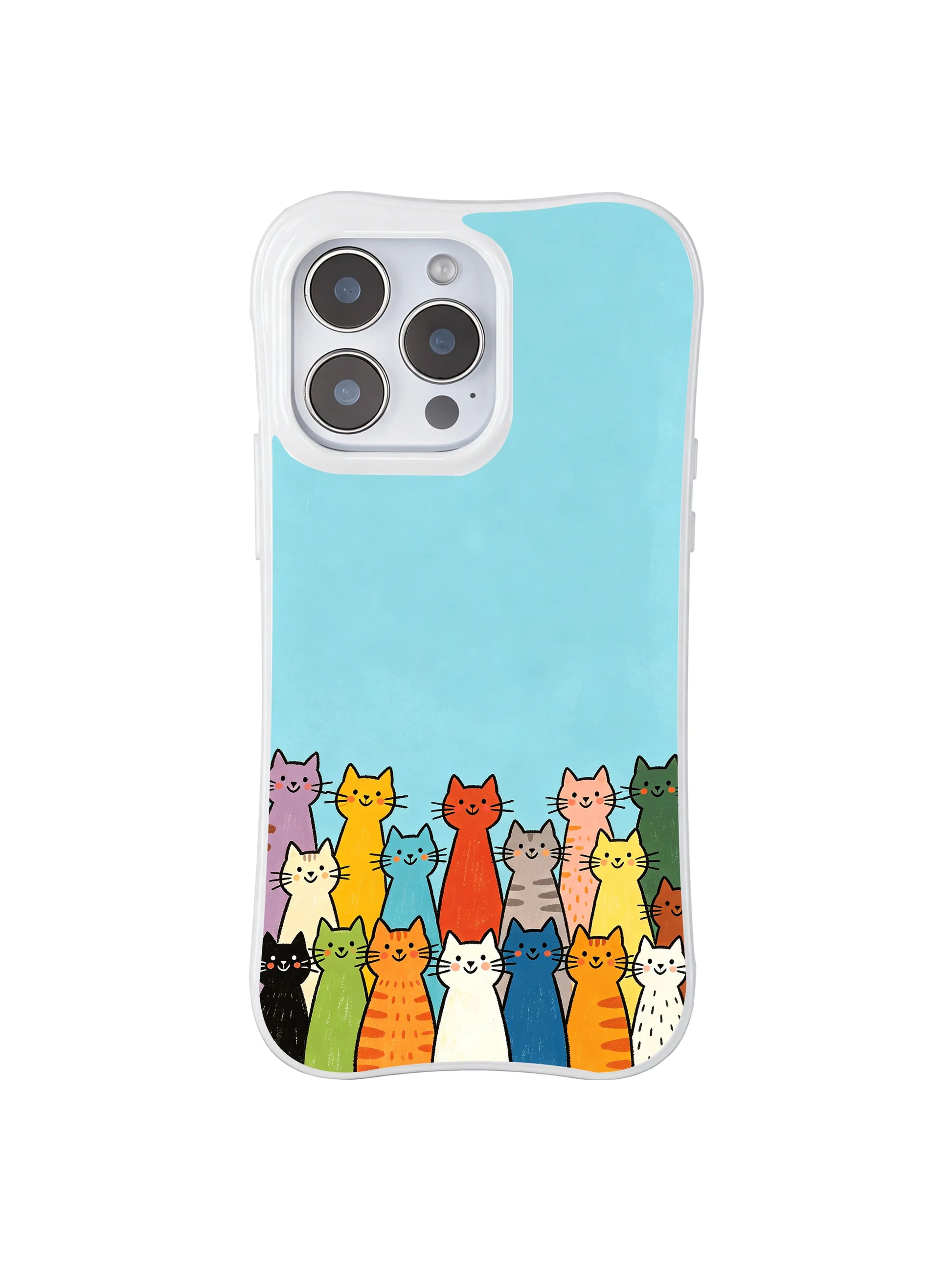 PhoneCasing iPhone 16 Pro Max with Childlike Cat Choir art, simple, playful cats that capture the innocent joy of celebrating differences together.