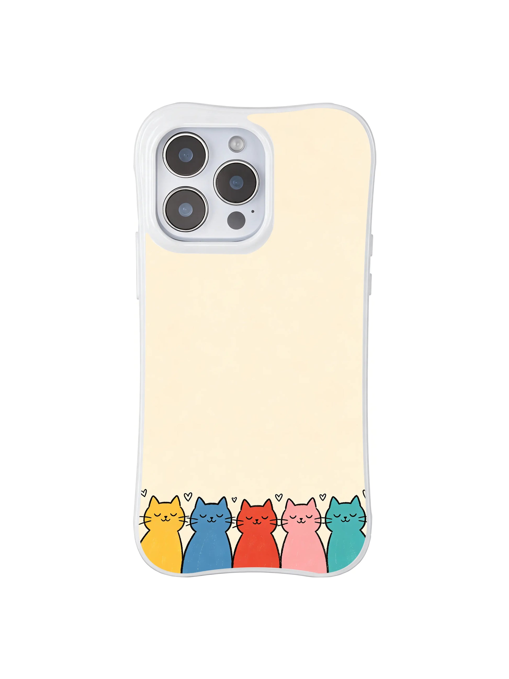 PhoneCasing iPhone 16 Pro Max with Childlike Cat Stack art, simple cats that capture the fun, innocent humor of leaning on the people you love.