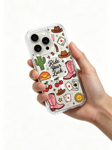 Clear Western Lucky Stickers görseli içeren iPhone 16 Pro Max kılıfı