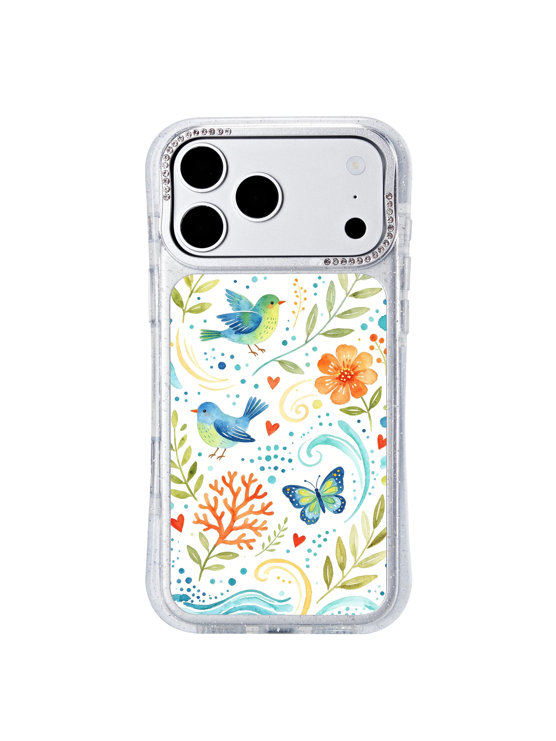PhoneCasing fully MagSafe compatible iphone 17 pro Max casing, reinforced anti-collision silicone corners, tiny wave dot accents and coastal wildlife botanical details for seamless magnetic accessory use.