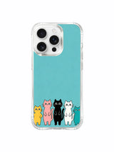 PhoneCasing iPhone 16 pro max clear case with cats on a teal background, bringing a fresh, airy vibe to your device.