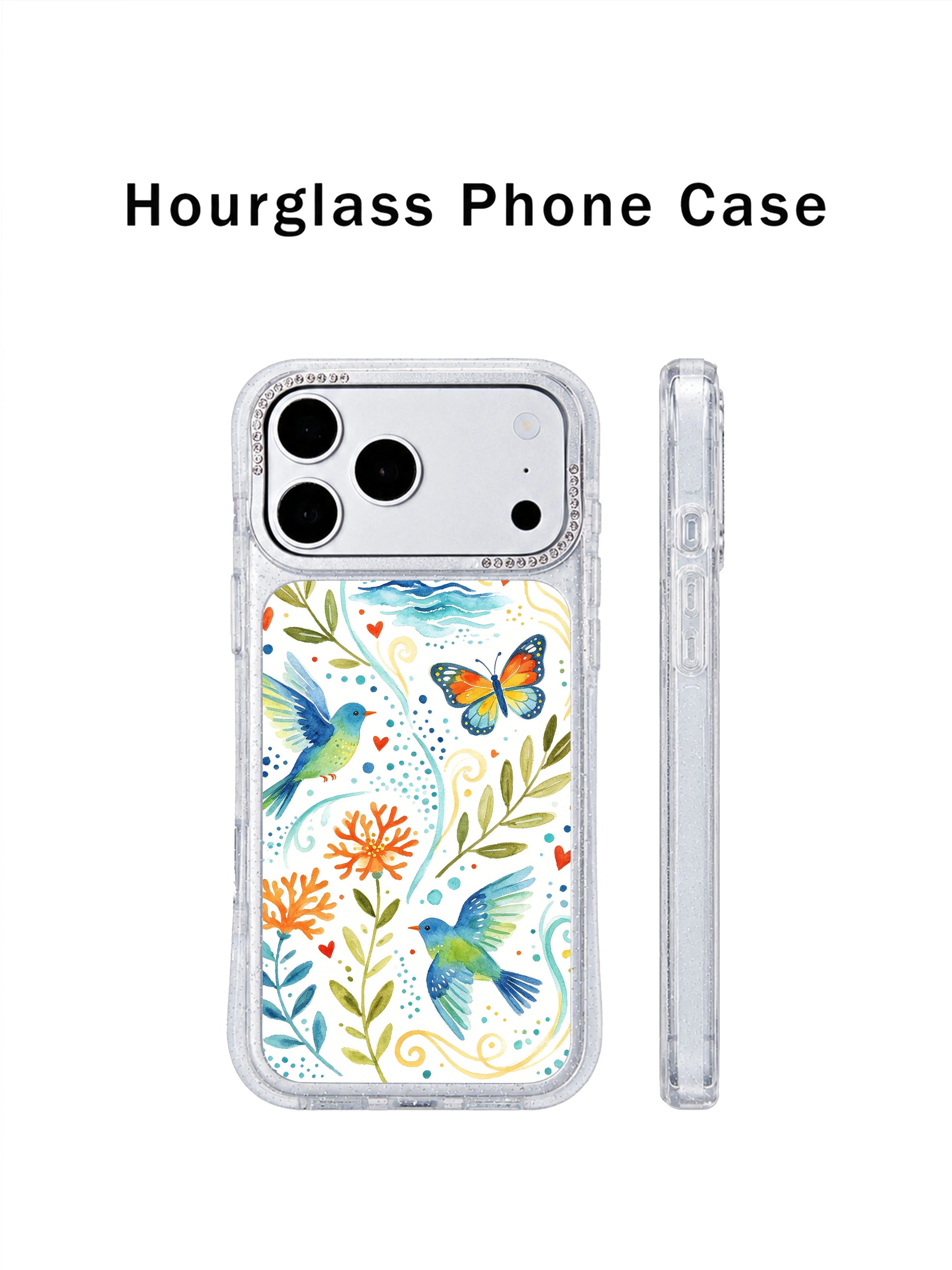PhoneCasing bright coastal cottagecore aesthetic iphone 17 pro Max casing with multi-toned ocean wave dotted trails, diverse pollinator butterflies and lush green foliage for playful everyday fashion.