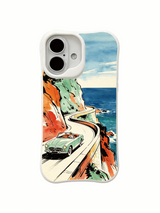 Coastal cruise floral artwork on an iPhone 16 case