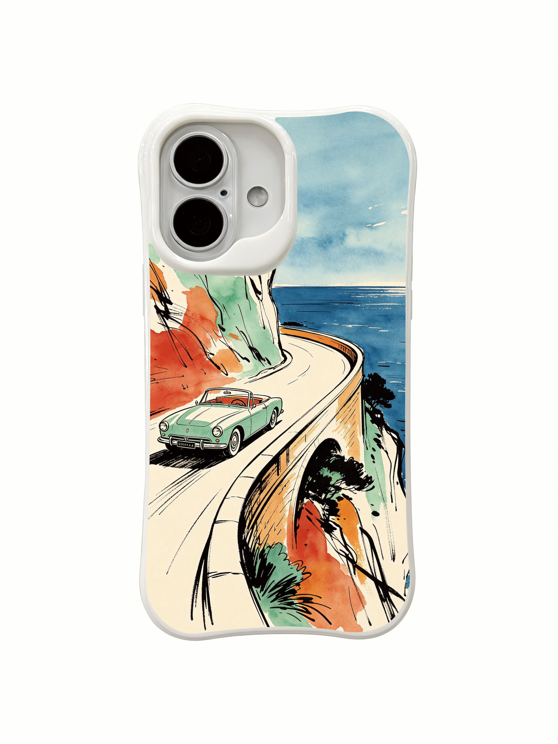 PhoneCasing coastal landscape iPhone 16 Case, modern artistic style