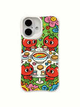 PhoneCasing colorful doodle cosmic feast iPhone 16 Plus Case, vivid scene of aliens discussing cosmic matters.