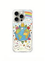 PhoneCasing iPhone 16 Pro Case with color pencil planet meadow illustration, exclusive artist-collaborated design, premium art case.