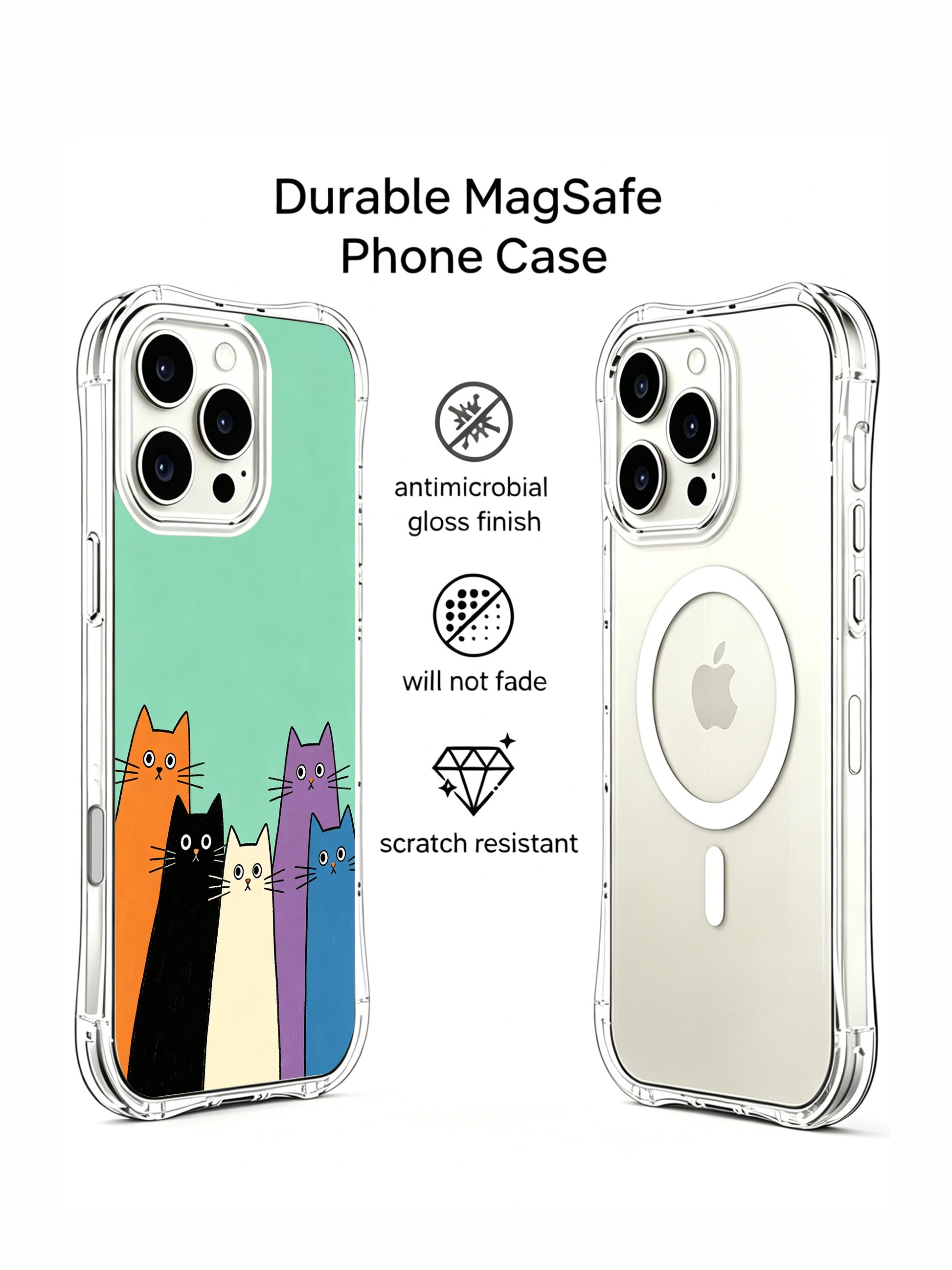 PhoneCasing iPhone 16 Pro Max showcasing Colorful Cat Elevator, simple yet charming cats that feel like a fun little surprise waiting to happen.