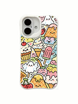 Colorful candy doodle artwork on an iPhone 16 Plus case
