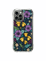 PhoneCasing iPhone 16 Pro Max Case with colorful floral night art. Golden calla lilies and purple blooms, scratch-resistant and durable case.