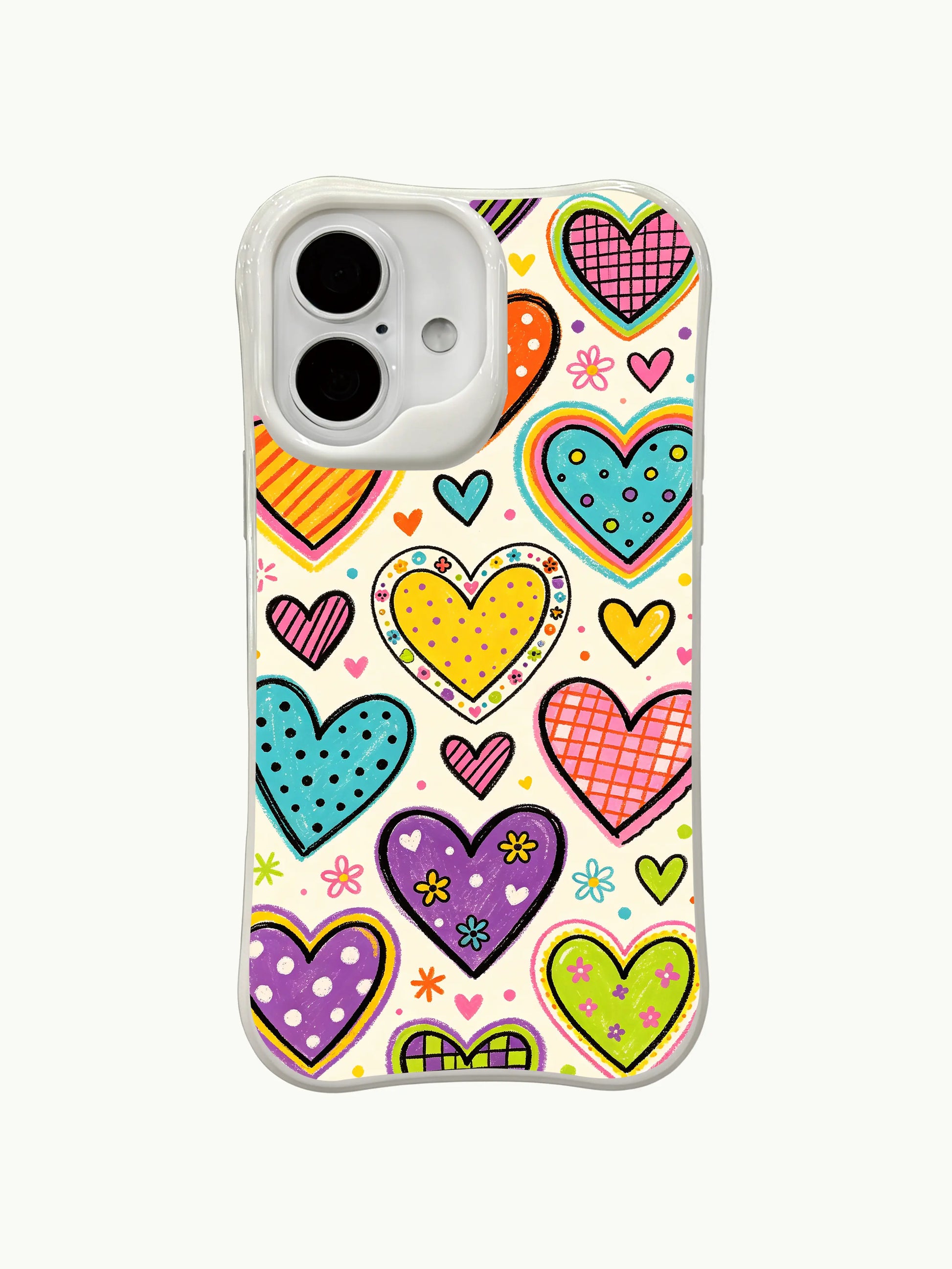 PhoneCasing colorful heart celebration iPhone 16 plus case, scratch-resistant iphone 16 plus casing with long-lasting vivid prints.