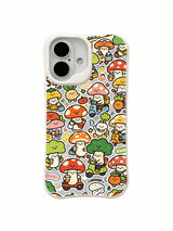 Colorful mushroom street artwork on an iPhone 16 Plus case