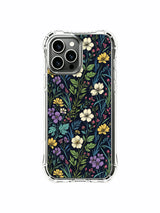 PhoneCasing iPhone 16 Pro Max Case with colorful night meadow art. Wildflowers in purple, yellow and white, scratch-resistant and durable case.