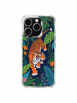 Confidence themed orange tiger dark night jungle iPhone 13 pro Case by PhoneCasing, Elias Nocturne wearable art cover, lush tropical vine crafted premium phone casing