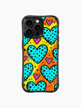 Cool Turquoise Bold Pop Heart Confetti Girly görseli içeren iPhone 13 Pro Max kılıfı