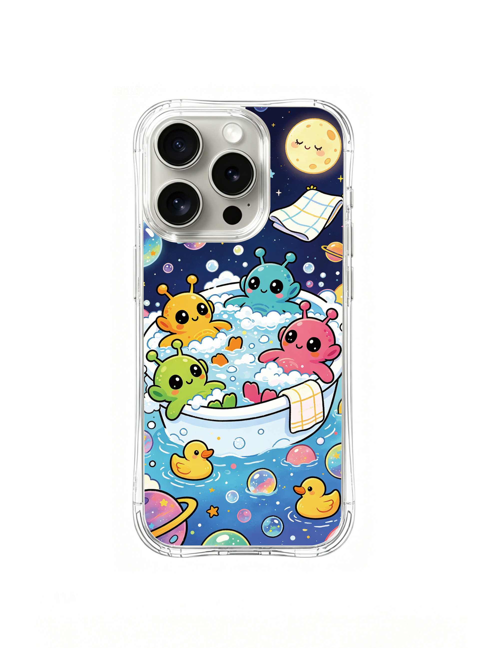 PhoneCasing iPhone 16 Pro Case with cosmic bubble bath illustration, exclusive artist-collaborated design, premium art case.
