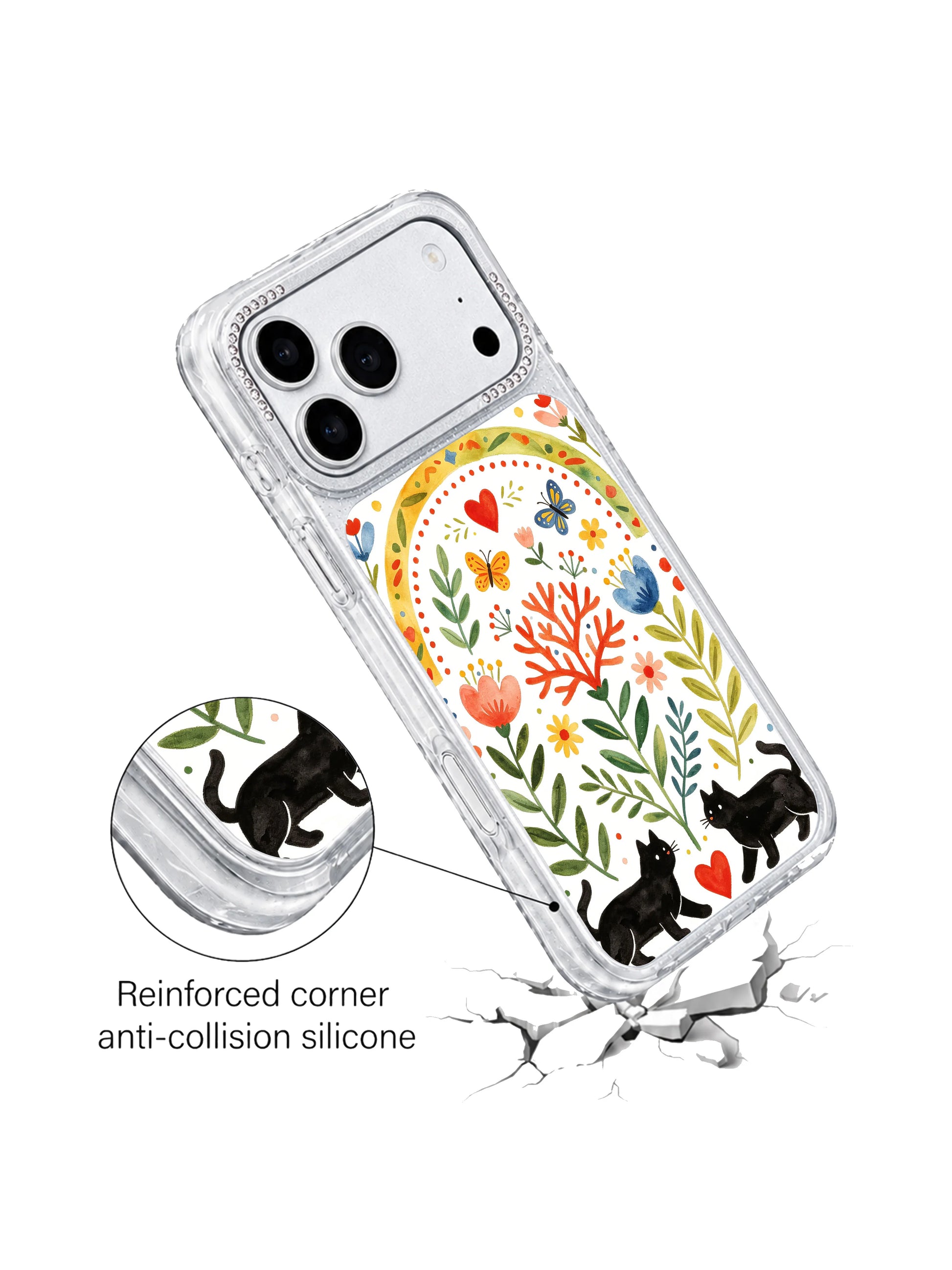 PhoneCasing vibrant cottagecore aesthetic iphone 17 pro Max casing with multi-hued rainbow arches, diverse bird species and lush seasonal florals for whimsical everyday styling.
