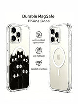 PhoneCasing iPhone 16 pro max scratch-resistant case with soft black cat art, offering anti-fall protection and a charming look.