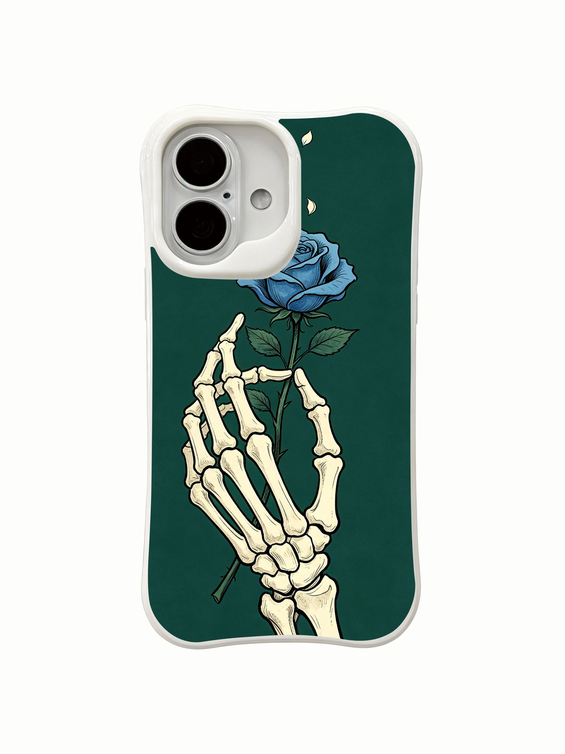 PhoneCasing floor crack anti-shock test Forest Blue Rose iPhone 16 Case, drop-proof rugged four-edge construction, scratch-resistant long-wearing printed shell for heavy daily usage