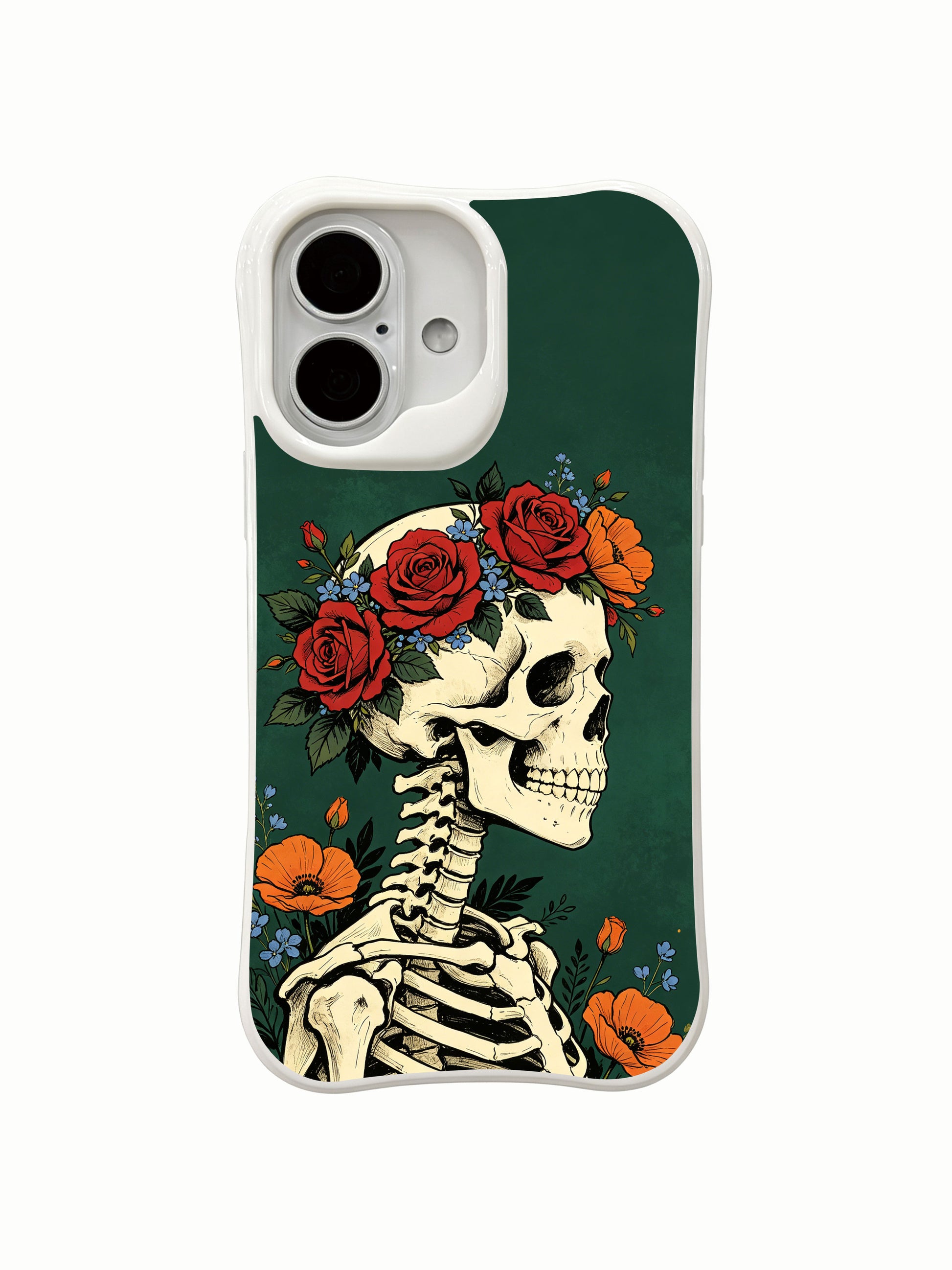 PhoneCasing floor crack anti-shock test Deep Forest Crown iPhone 16 Case, drop-proof rugged four-edge construction, scratch-resistant long-wearing printed shell for daily heavy usage