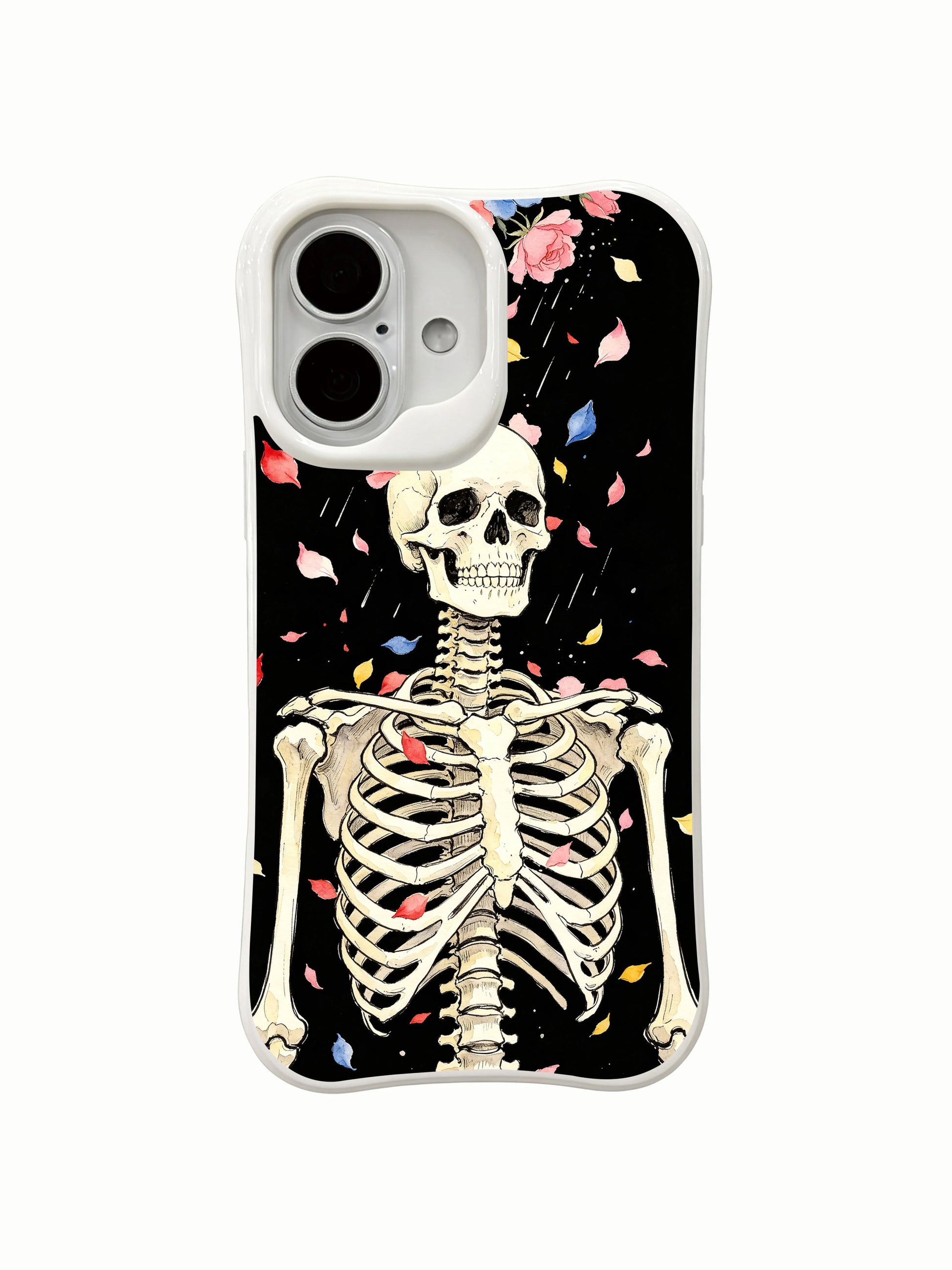 PhoneCasing floor crack anti-shock test Night Petal Rain iPhone 16 Case, drop-proof rugged four-edge construction, scratch-resistant long-wearing printed shell for daily heavy usage