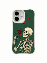PhoneCasing floor crack anti-shock test Emerald Rose Letter iPhone 16 Case, drop-proof rugged four-edge construction, scratch-resistant long-wearing printed shell for heavy daily usage