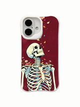 PhoneCasing drop test anti-break Petal Ascend iPhone 16 Case, four-corner thickened shockproof goth skeleton petal design, impact resistant glossy finish iPhone 16 cover