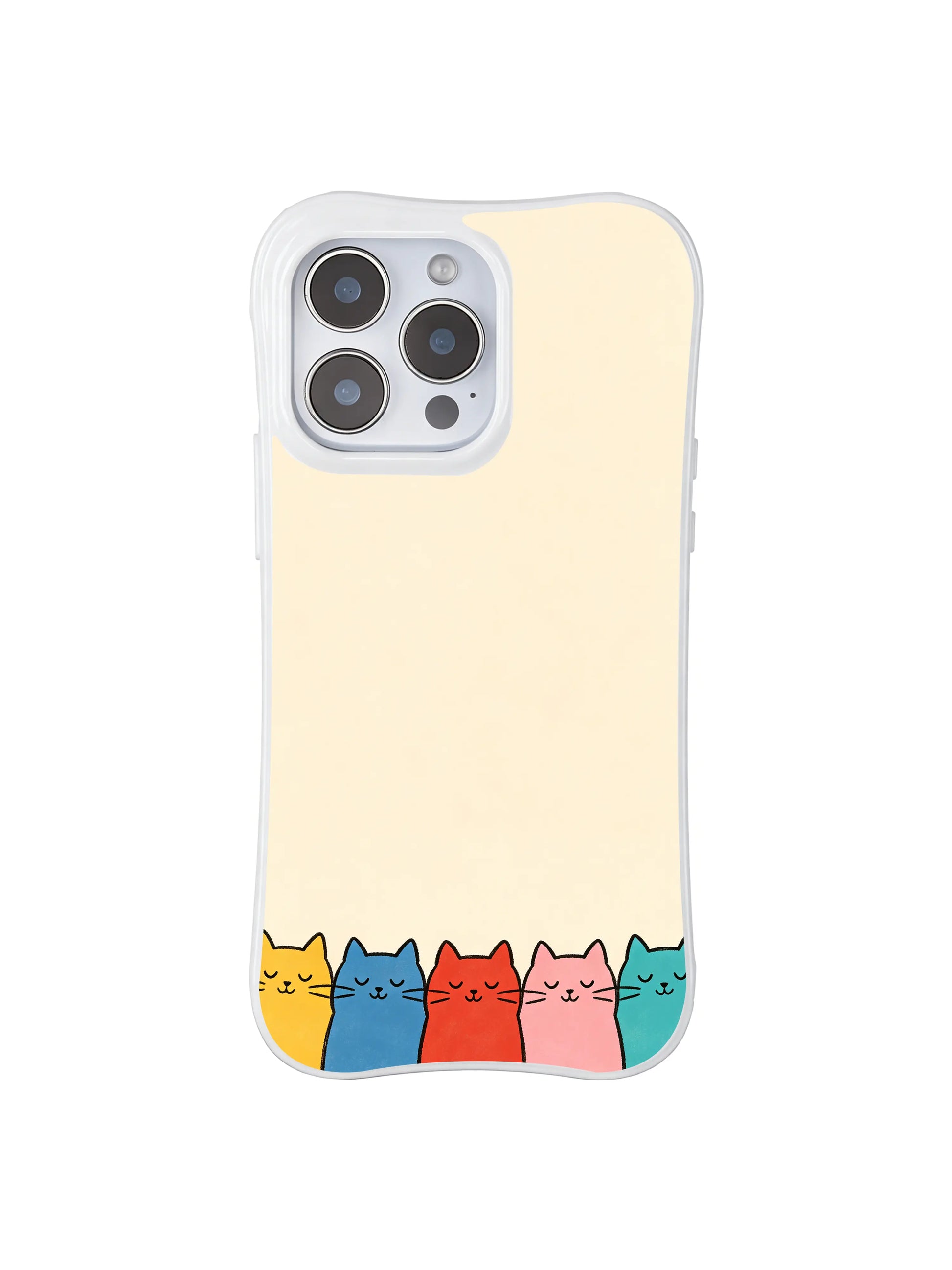 PhoneCasing iPhone 16 Pro Max featuring Cream Background Stacking Cats, a playful group of colorful cats that bring warmth and humor to everyday use.