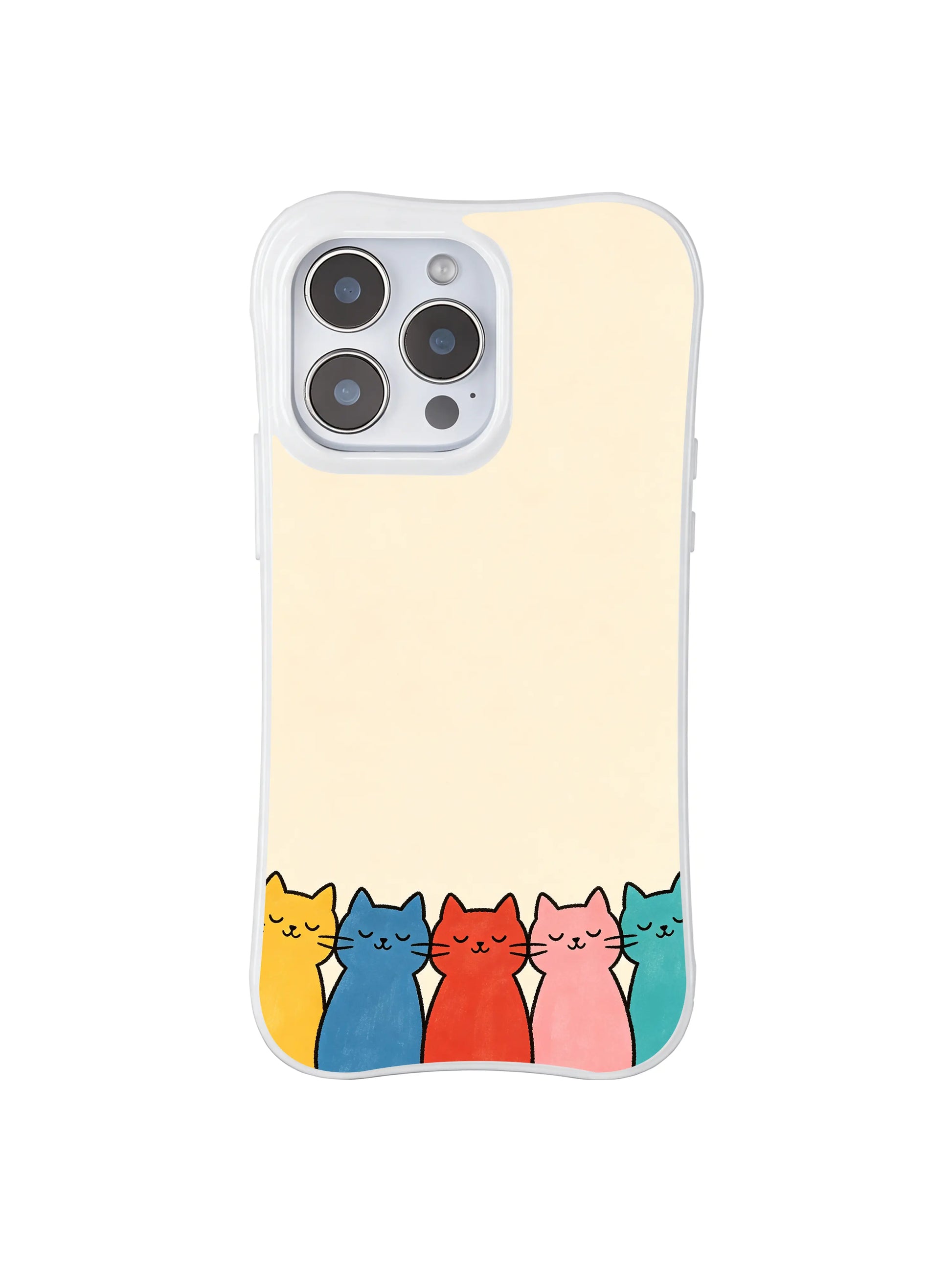 PhoneCasing iPhone 16 Pro Max showcasing Cream Sky Cat Stack, cats that balance together slowly, bringing a calm and cozy rhythm to your case.