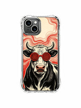 Crimson beat ripple waves representing hidden vinyl sound rhythm of Rufus Vale’s calm hypnotic cow on PhoneCasing iPhone 13 Case, exclusive limited collab gallery art cover manufactured in California.
