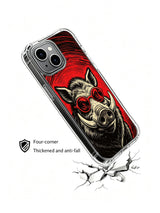 Wild boar with crimson glasses artwork on an iPhone 13 case