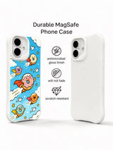 PhoneCasing cute super donut iPhone 16 Plus Case, full-cover hand-drawn illustration, high quality iphone 16 plus casing made in California.