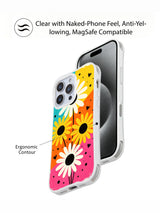 PhoneCasing iPhone 16 pro Case showcasing Candy Riot Daisies wavy frame pop floral artwork from Ruby Daze’s Daisy Love Riot series, durable shockproof art casing for iPhone 16 pro.