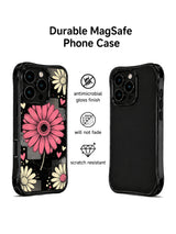 PhoneCasing iPhone 16 pro Case displaying Raspberry Daisy Collage vintage collage spotlight floral graphic from Ruby Daze Daisy Love Riot series, durable shockproof art casing for iPhone 16 pro.