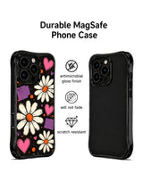 PhoneCasing iPhone 16 pro Case showcasing Midnight Daisy Pulse wavy frame artwork from Ruby Daze’s Daisy Love Riot series, durable shockproof art casing for iPhone 16 pro.
