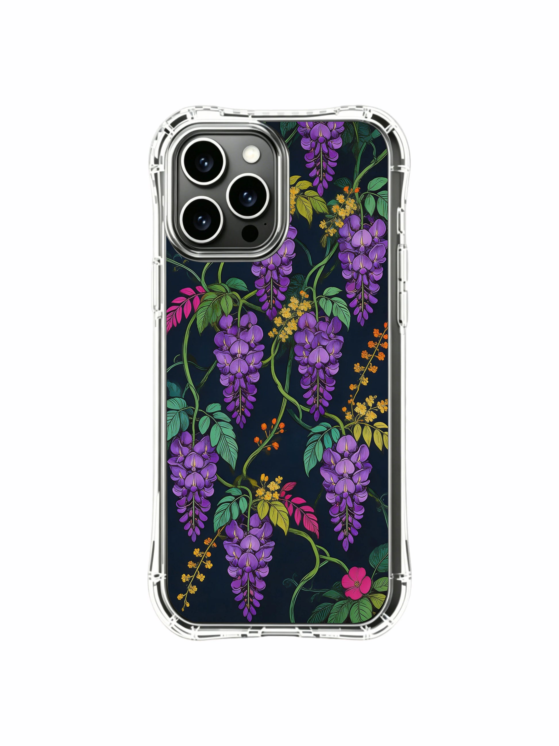 PhoneCasing iPhone 13 pro max Case with a dark aesthetic wisteria print, ideal for those who love moody and romantic styles.
