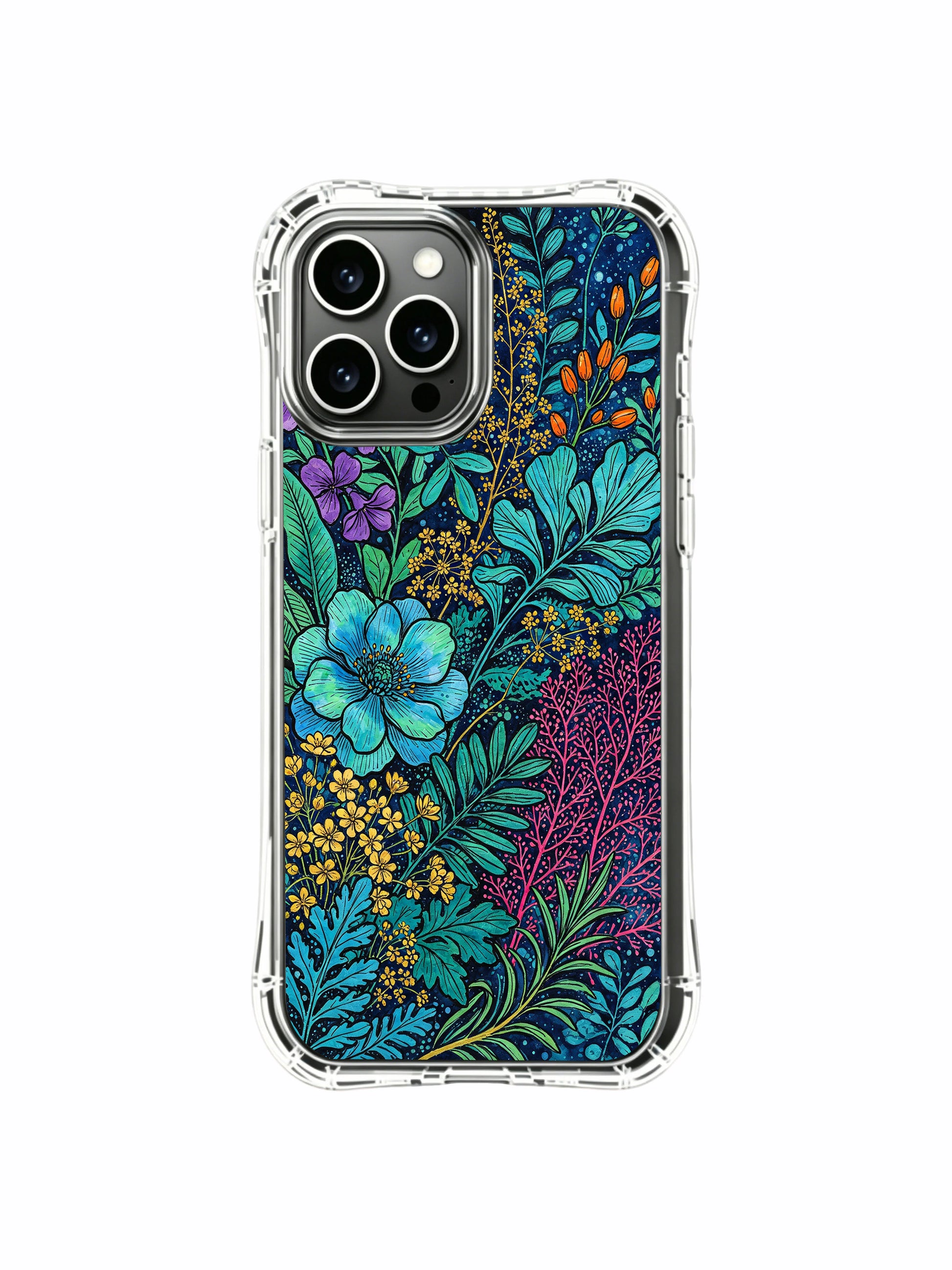PhoneCasing iPhone 13 pro max Case with a dark aquatic floral print, ideal for those who love moody, mysterious styles.