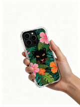 Panther portrait on a dark foliage background artwork on an iPhone 13 Pro case