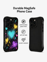 PhoneCasing iPhone 13 Pro Max cover textured black galaxy canvas filled with floating layered scribble hearts and tiny star speckles, delivers imaginative dreamy romantic vibe, whimsical youthful artistic casing.