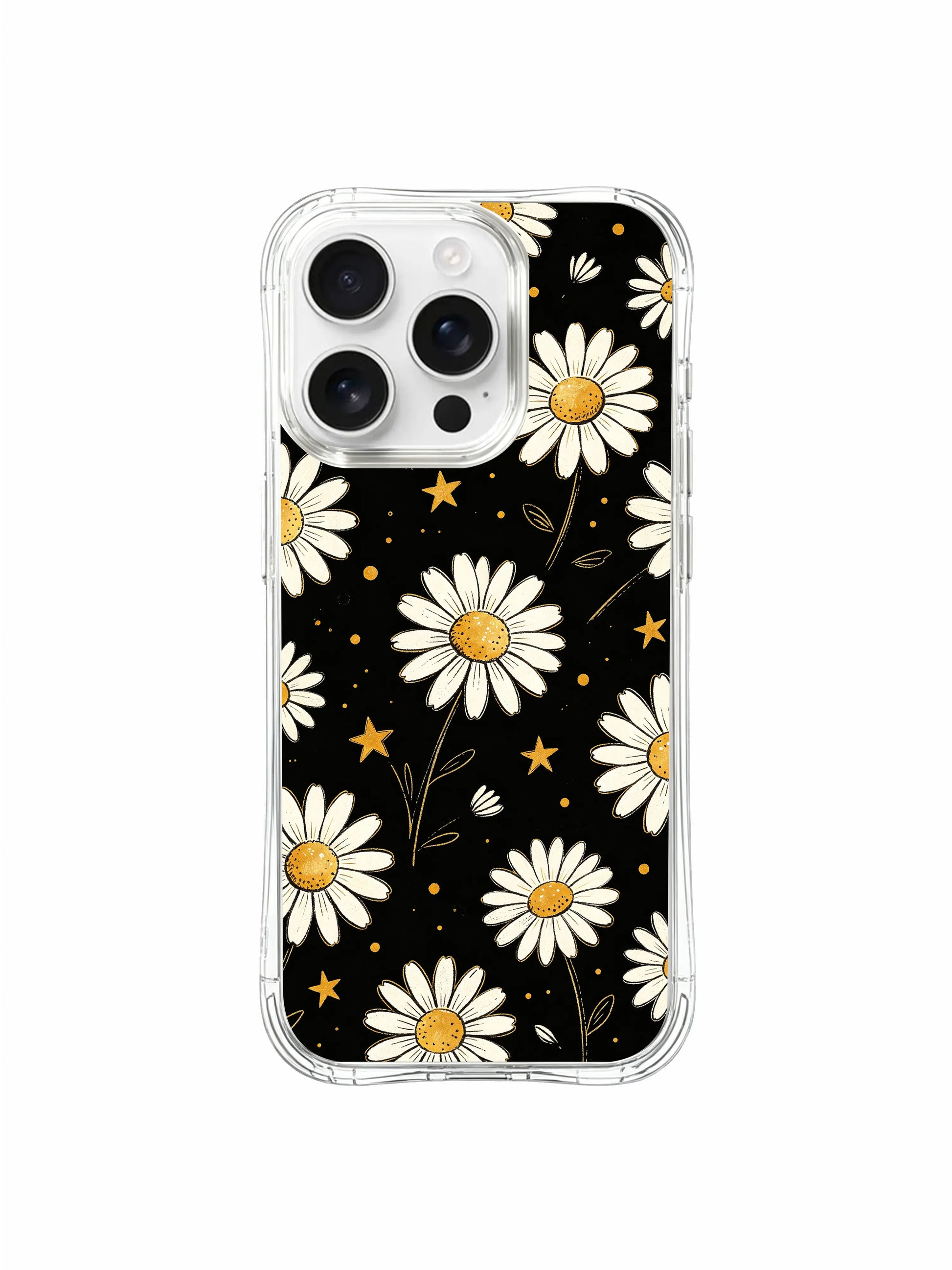 PhoneCasing iPhone 16 Pro Max Case showcasing Dark Cute Daisies design, a blend of mysterious black and sweet, whimsical details.