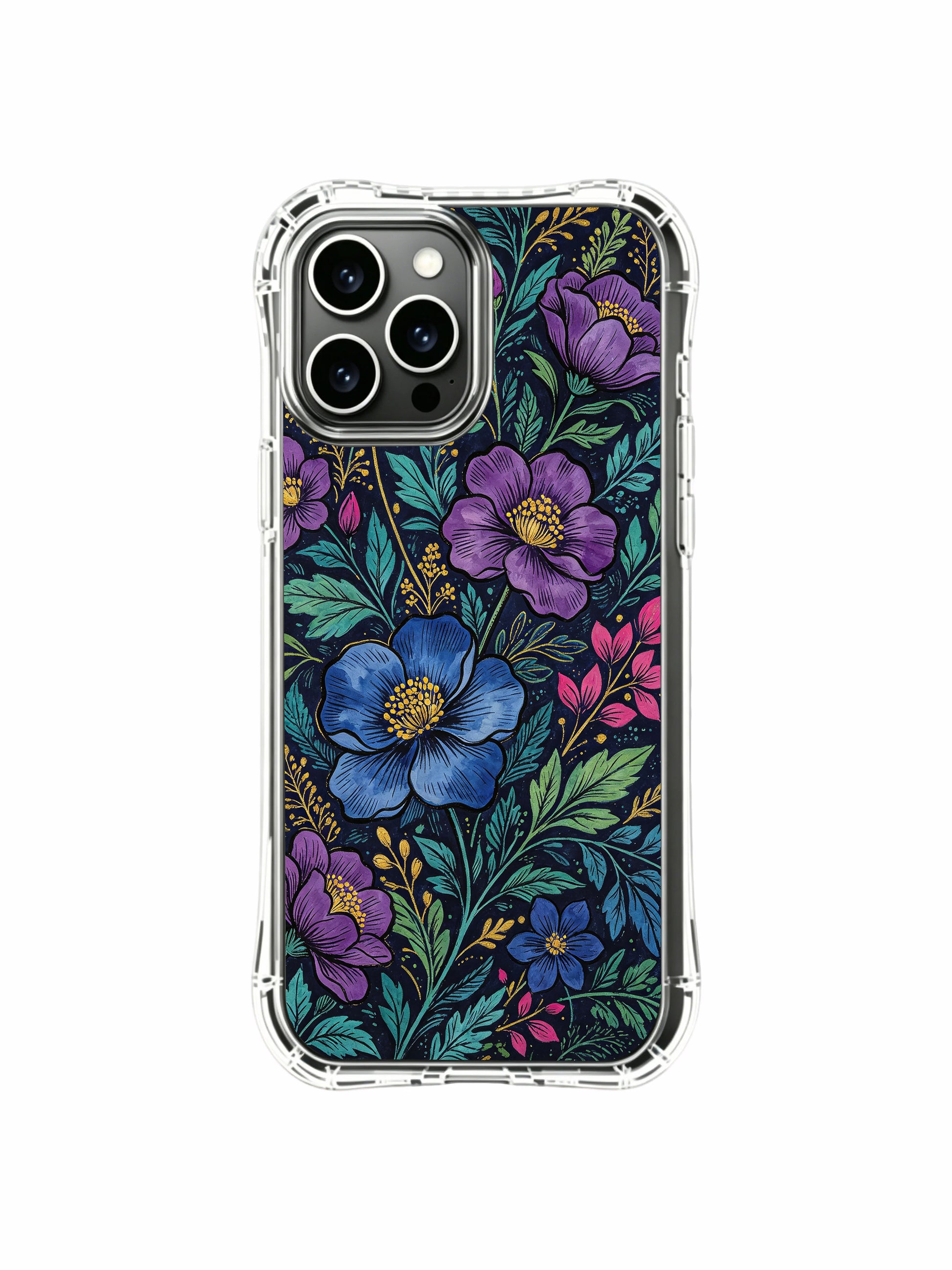 PhoneCasing iPhone 16 Pro Max Case with layered dark flowers, creating an immersive and quiet visual experience.
