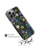 PhoneCasing iPhone 16 Pro Max Case showcasing a dark meadow scene by Elias Nocturne. Wildflowers and delicate blooms, aesthetic illustrated case for everyday use.