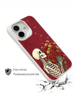 Dark floral farewell composition on an iPhone 16 case