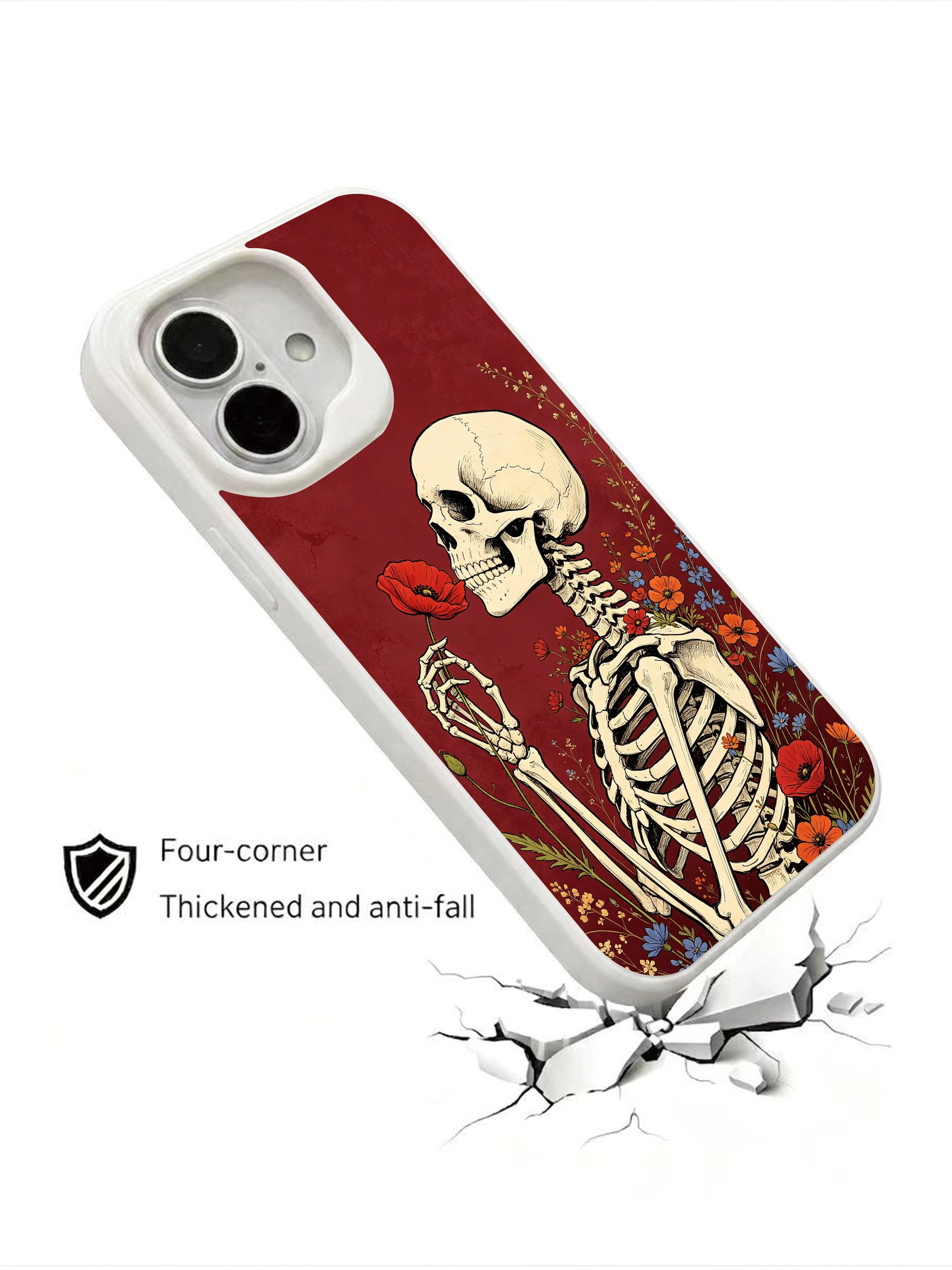 PhoneCasing dark romance rebirth bloom iPhone 16 Case, luxury goth aesthetic phone accessory for dark academia and poetry collector