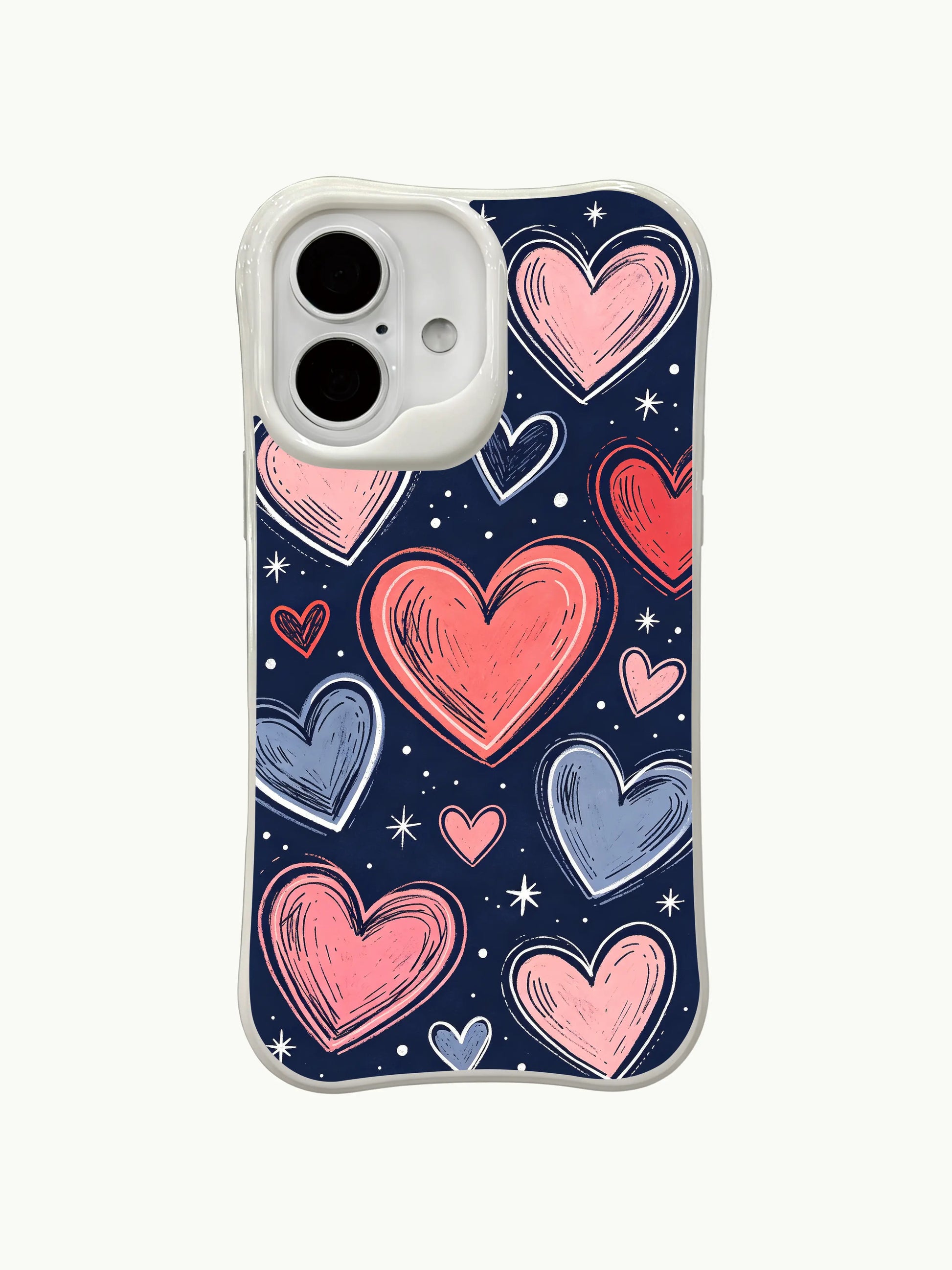 PhoneCasing dark romantic hearts iPhone 16 plus case, elegant and moody design, perfect for anyone who loves soft yet bold aesthetics.