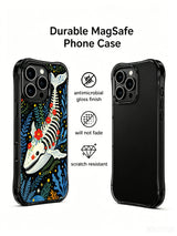 PhoneCasing iPhone 16 pro max slim case showcasing a Day of the Dead whale artwork. Enchanted underwater garden design with coral details.
