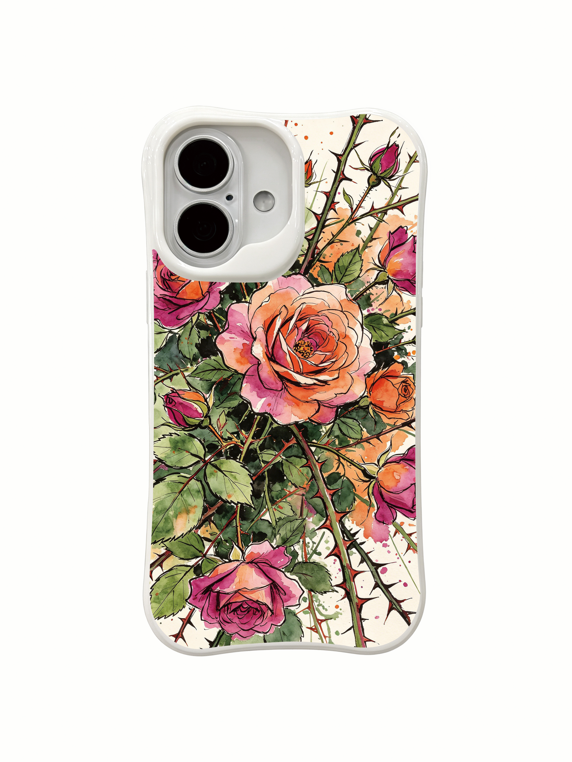 PhoneCasing deep green rose grove iPhone 16 Case, premium illustrated design