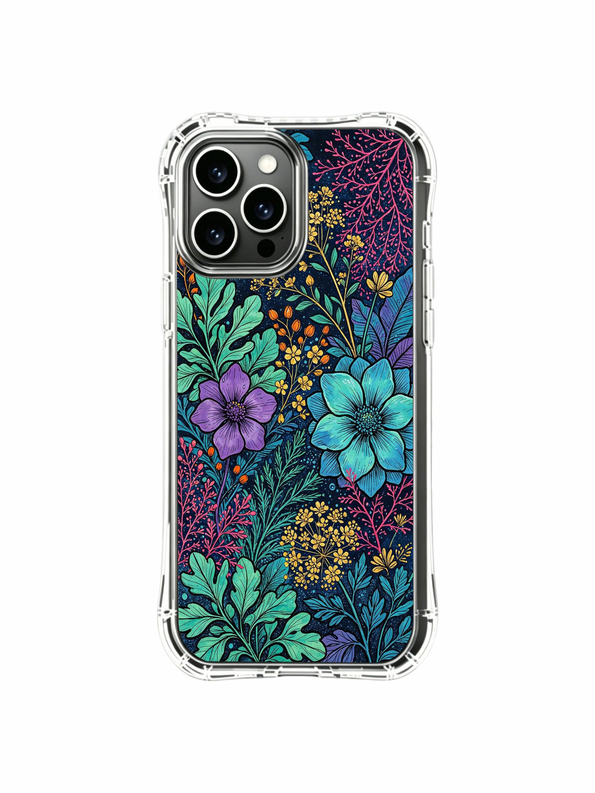 PhoneCasing iPhone 13 pro max Case with deep indigo sea garden blooms, a classic dark floral aesthetic with coastal accents.