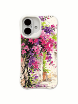 Deep purple bougainvillea artwork on an iPhone 16 case