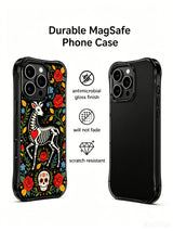 Deer Skeleton With Heart Center artwork on an iPhone 16 Pro Max case
